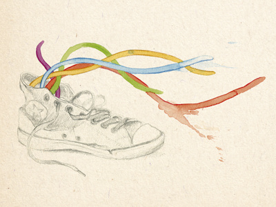 Left side converse drawing illustration pencil watercolor