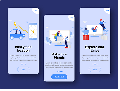 Onboarding screens design graphic design illustration ux