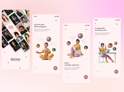 WeChat: Onboarding process design illustration ui