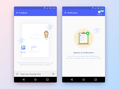Notifications Feedbacks empty state illustration material design playment redesign work in progress