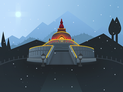 Shanti Stupa, Leh illustration leh snowfall