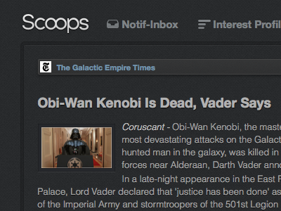 Shared Article Closeup Rework article dark linen notification closeup scoops star wars text