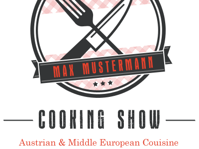 Austrian Cooking Show Logo Draft austria austrian cooking cooking show couisine draft fork knife logo