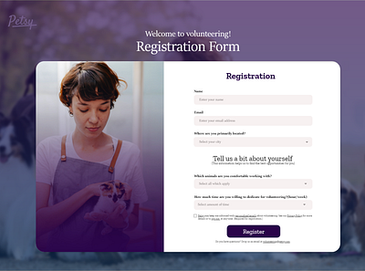 Platform for volunteering at animal shelters design logo ui ux