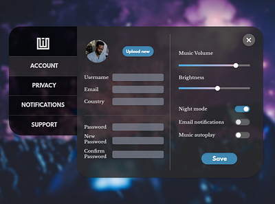 Settings page UI - Music app design graphic design ui ux