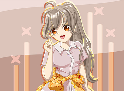 anime manga Cute and happy girl with picnic outfit design girls girls anime girls cartoon illustration manga girls