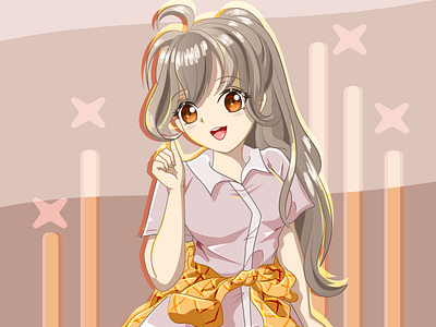 anime manga Cute and happy girl with picnic outfit design