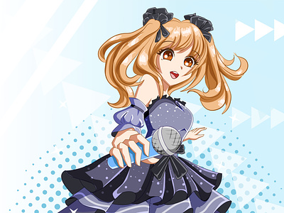 manga anime Beautiful singer girl with black dress character by   on Dribbble