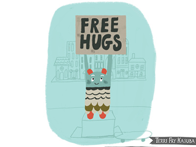 Free Hugs children digital editorial graphic illustration kids
