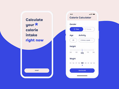 Calorie Calculator Mobile App / Daily UI 004 004 app blue branding calculator calorie concept creative dailyui design idea inspiration mobile mobileapp pink sport ui