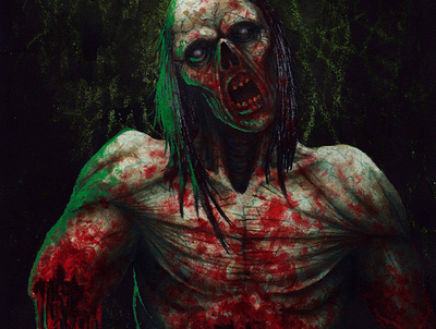 Zombie art horror illustration painting zombie