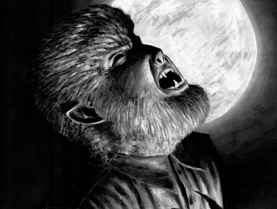 The Wolfman art horror illustration painting wolfman