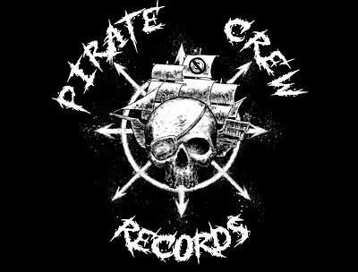 Pirate Crew Records Logo art design illustration ink logo skull