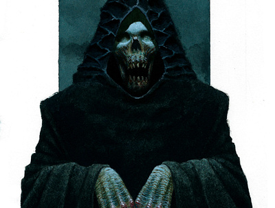 Dark Monk art horror illustration painting skull