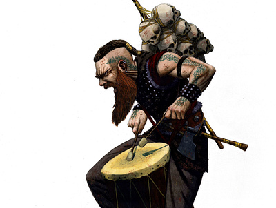War Drummer art character design drummer fantasy illustration painting