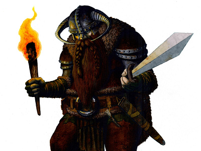 Viking art character design fantasy illustration painting viking warrior