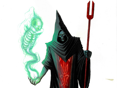 Dark Monk art character design dark fantasy horror illustration monk painting priest skull