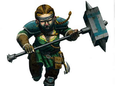Dwarf Warrior art character design dwarf fantasy girl illustration painting warrior