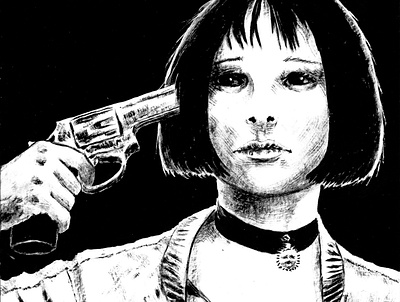 Mathilda art gun illustration ink inked leon mathilda suicide