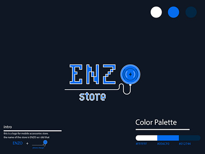 Logo for Enzo mobile accessories store branding design illustration logo typography vector