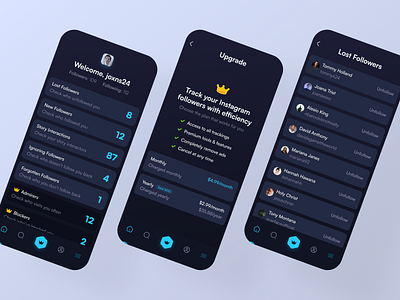 Social Media Tracking - Mobile UI App app figma instagram instagram app mobile app mobileapp social media app social media ui ui uiux