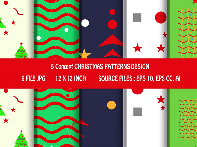 5 Christmas pattern design concepts art background christmas cover desember design fabric pattern scrapbook seamless wrapper wrapping paper