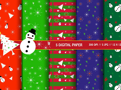 Christmas Digital Paper Set art background craft design illustration illustrator pattern seamless wrapping paper