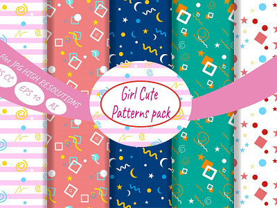 Girl cute patterns pack art background cover book craft cute pattern gilrs pattern pattern scrapbook seamless wallpaper wrapping paper