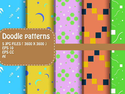 Doodle Patterns Set art background cover craft fabric pattern seamless shirt srcapbook vector wrapping paper