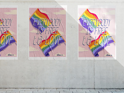 Everybody is free to love digital digital illustration flags illustration photoshop pink poster pride pride 2020 pridemonth
