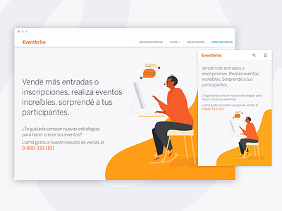 Argentina Sales Landing Page contact eventbrite illustration landing orange ui