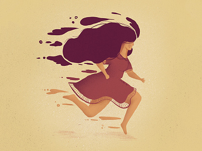 Running Forever girl illustration ipad procreate run