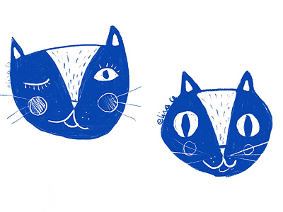 cats blue cat cats character digital illustration ipad