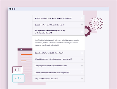 Eventbrite Faqs Accordion design digital digital illustration eventbrite illo illustration landing landing page sketch ui ux ui web webdesign