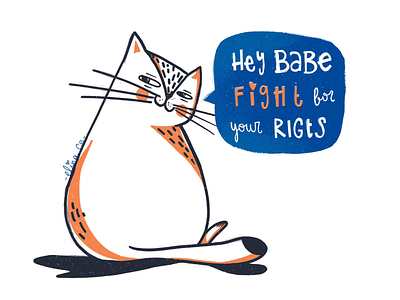 Hey babe I'm a cat blue cat character characterdesign design digital digital illustration feminist feminist art illo illustration ipad orange procreate