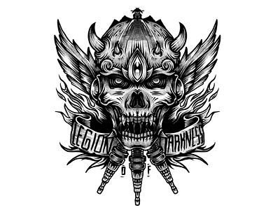 legion of darkness graphic design illustration ilustacion ilustracion moto skull vector