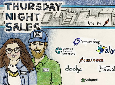 Chili Piper and Thursday Night Sales branding design illustration logo portraits