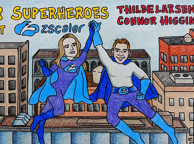 SDR Superheroes Thilde and Connor branding design illustration logo portraits