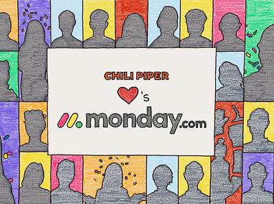 Chili Piper Loves monday.com branding design illustration logo portraits