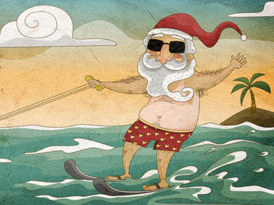 Santa in the Summer christmas design illustration