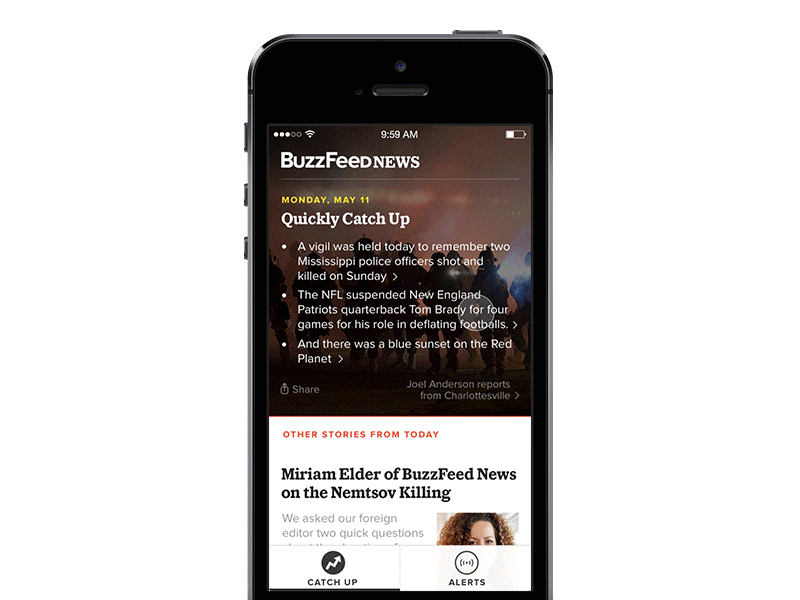 BuzzFeed News iOS app animation app design interaction interface ios iphone mobile news principle ui ux