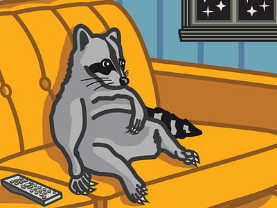 Self Portrait couch late night potato raccoon self portrait tv