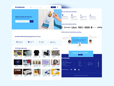 PrintStudio landing page e commerce landing page print ui