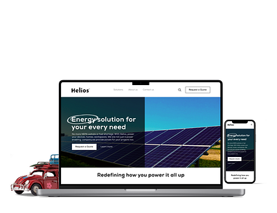 Helios(a solar company landing page) energy landing page solar company ui