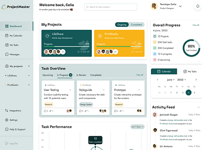 ProjectMaster - A project management dashboard design collaboration dashboard project management