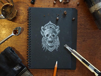 Back To Skull black and white drawing handmade illustration sketch sketchbook skull