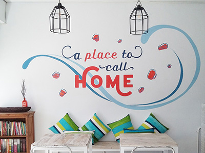 Mural for Koplins Place lettering mural type typography wall art