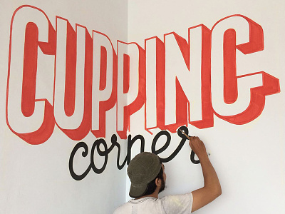 Mural for Red Spatula Coffee & Roastery coffee coffee shop cupping lettering mural mural art typography wall art