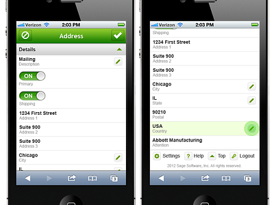 Sage Mobile Contacts Details iPhone App