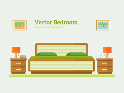 Bedroom interior bedroom flat illustration interior